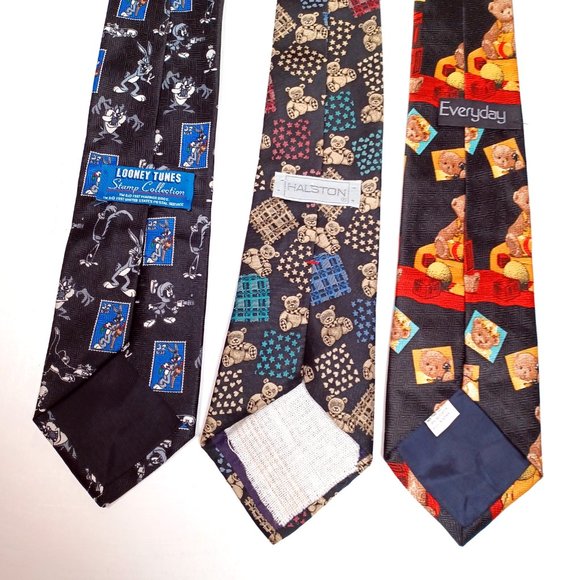 3 Novelty Neckties Looney Tunes USPS Stamp Collection Bugs Bunny Teddy Bears Vtg - Picture 2 of 5